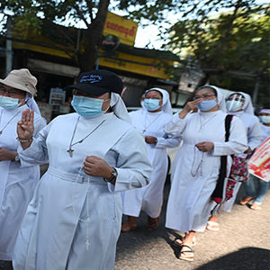 Nuns protest Myanmar military coup